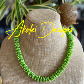 Pop-Up Mākeke - Akalei Designs - Bright Green Orchid Lei Necklace - With Logo