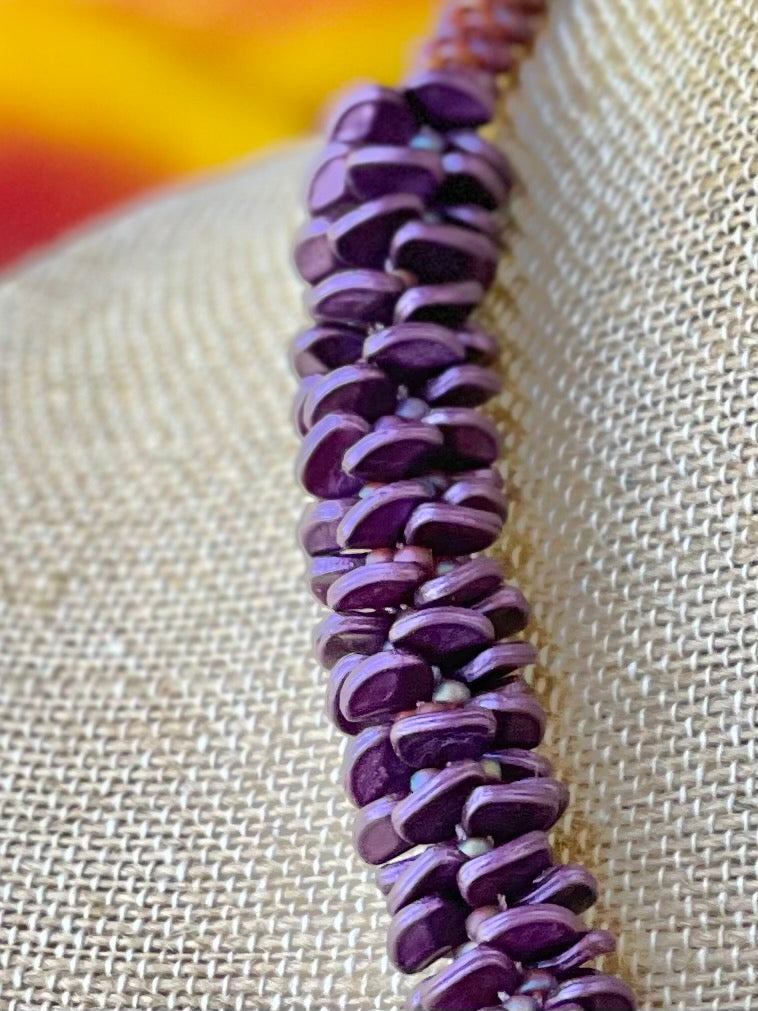 Pop-Up Mākeke - Akalei Designs - Metallic Purple (Rare) Orchid Lei - Close Up
