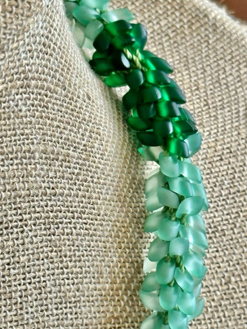 Pop-Up Mākeke - Akalei Designs - Segmented Sea Foam Green Nature's Dragon Scales Necklace - Close Up