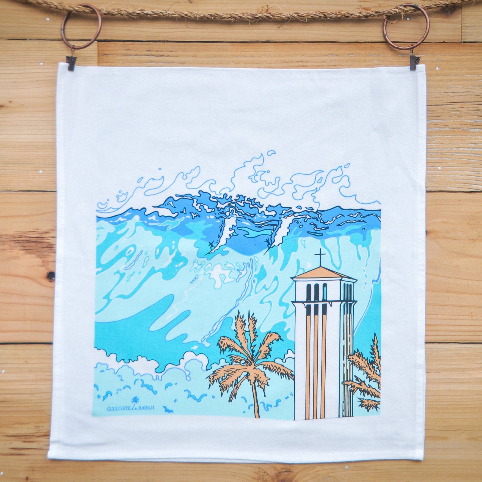 Pop-Up Mākeke - Cultivate Hawaii - Waimea Bay Tea Towel - Front View