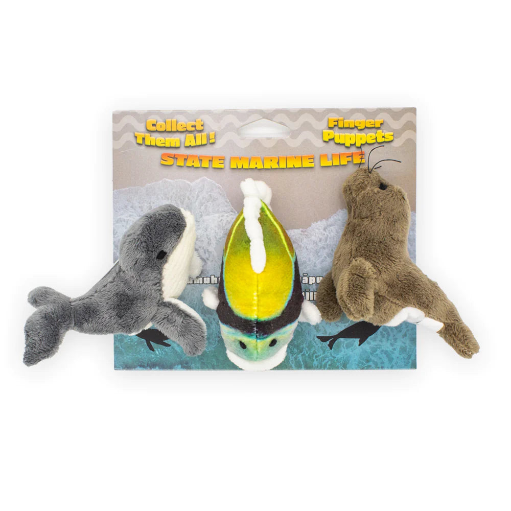 Pop-Up Mākeke - Hawaii Pacific Parks Association - Hawaiʻi State Marine Life Plush Finger Puppets - Front View