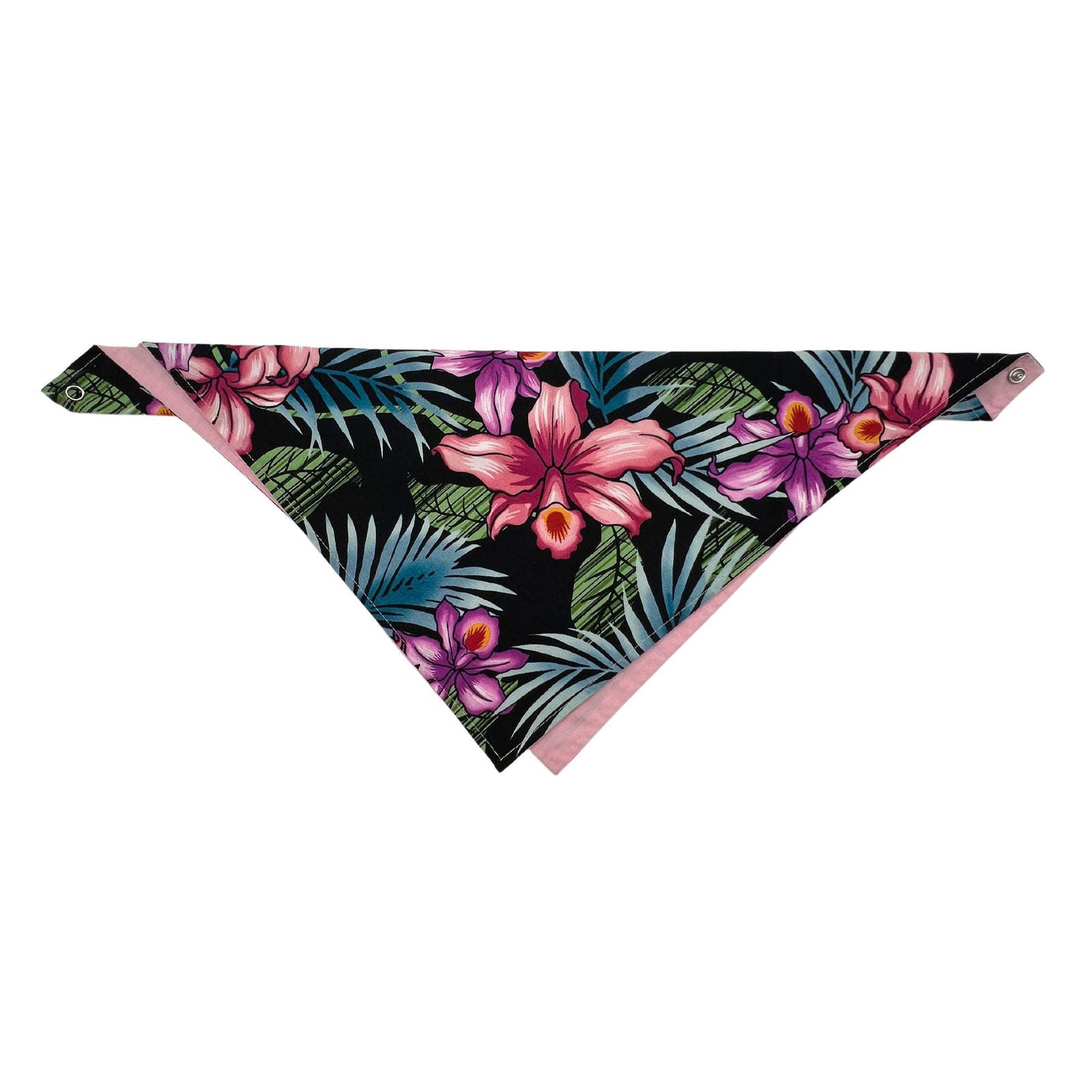 Pop-Up Mākeke - humBOWbarks Pet Wear - Large Reversible Bandana - Retro Flowers - Front View