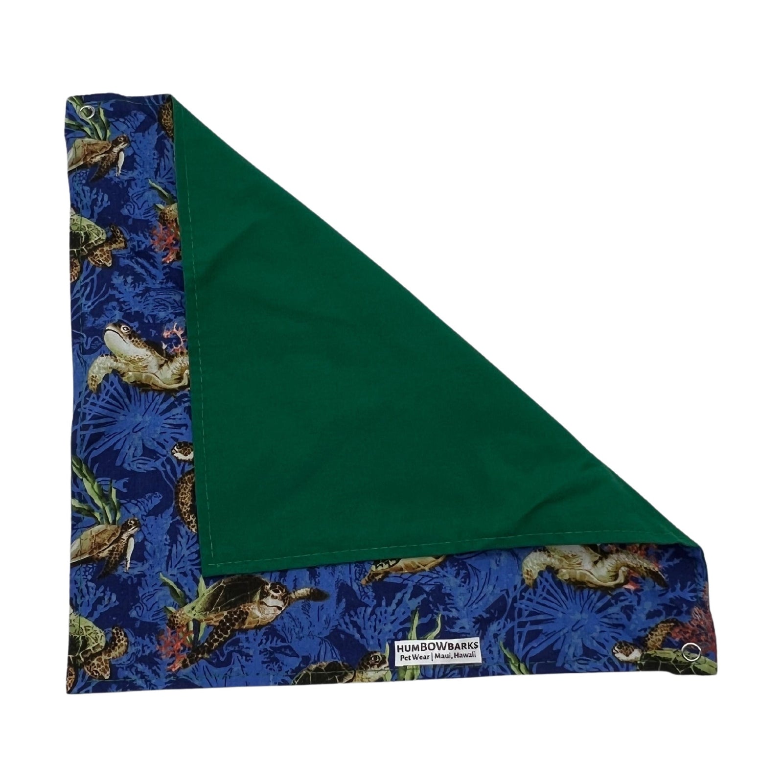 Pop-Up Mākeke - humBOWbarks Pet Wear - Medium Reversible Bandana - Honu - Folded
