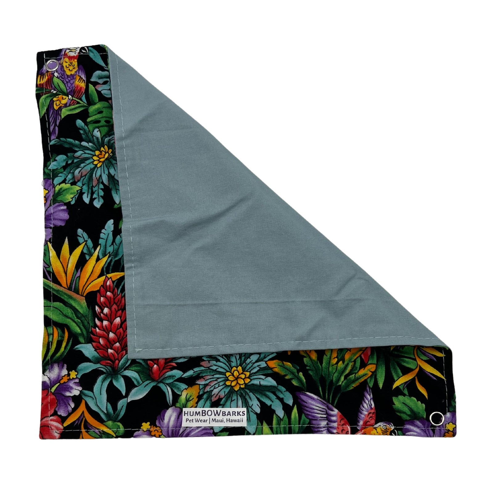 Pop-Up Mākeke - humBOWbarks Pet Wear - Small Reversible Bandana - Purple Hibiscus - Folded