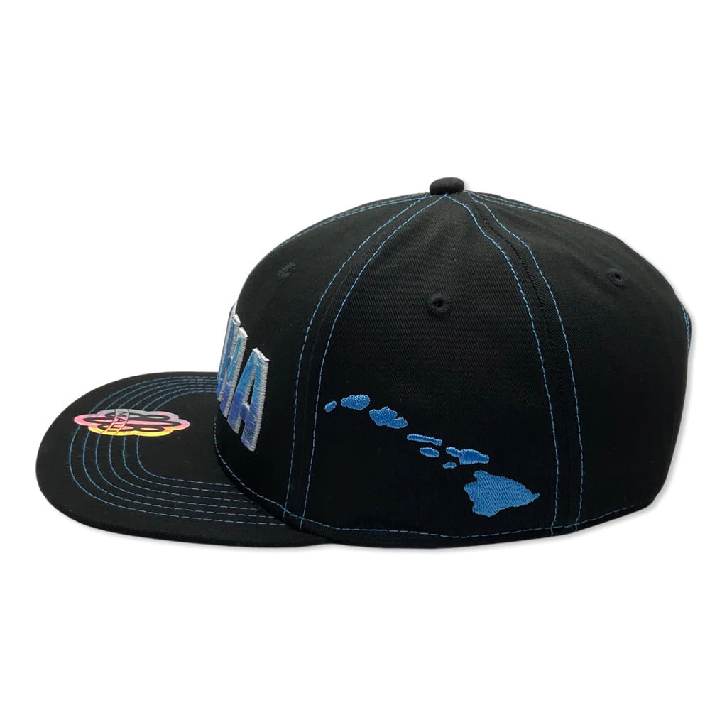 Pop-Up Mākeke - 808 Clothing - Aloha 3D Wave Flat Bill Hat - Left Side View