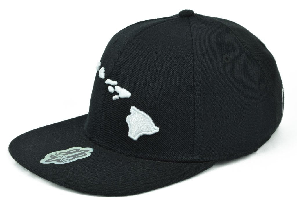 Pop-Up Mākeke - 808 Clothing - Hawaiian Islands 3D Flat Bill Hat - Black - Side View