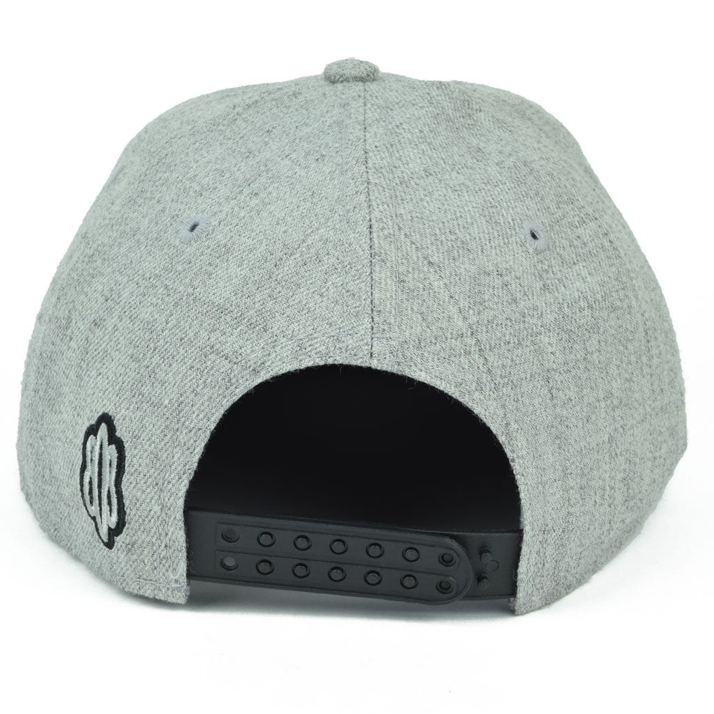 Pop-Up Mākeke - 808 Clothing - Hawaiian Islands 3D Flat Bill Hat - Heather Gray & Black - Back View