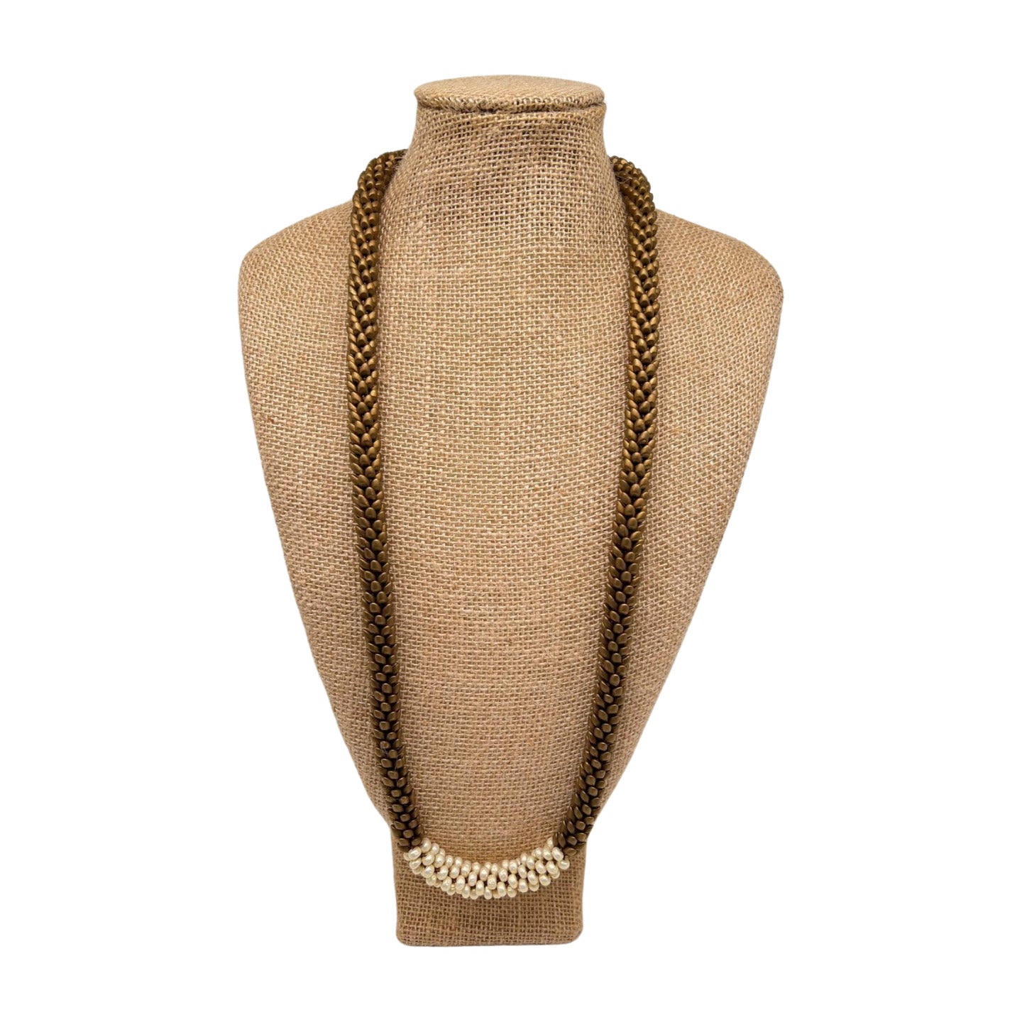 Pop-Up Mākeke - Akalei Designs - Matte Brown Dragon Scales w Baroque Beads Necklace - 34in - Front View