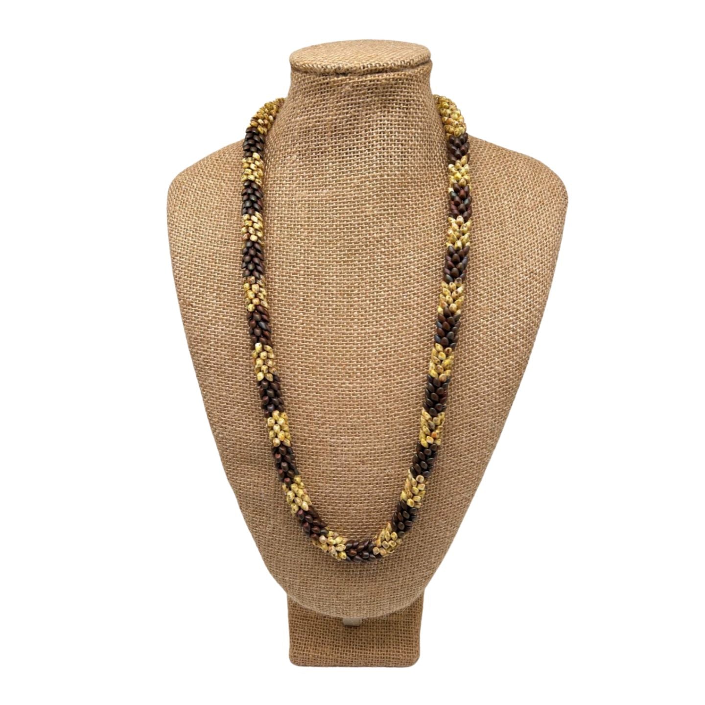 Pop-Up Mākeke - Akalei Designs - Picasso Yellow and Metallic Brown Dragon Scales Necklace - 29in-30in - Front View