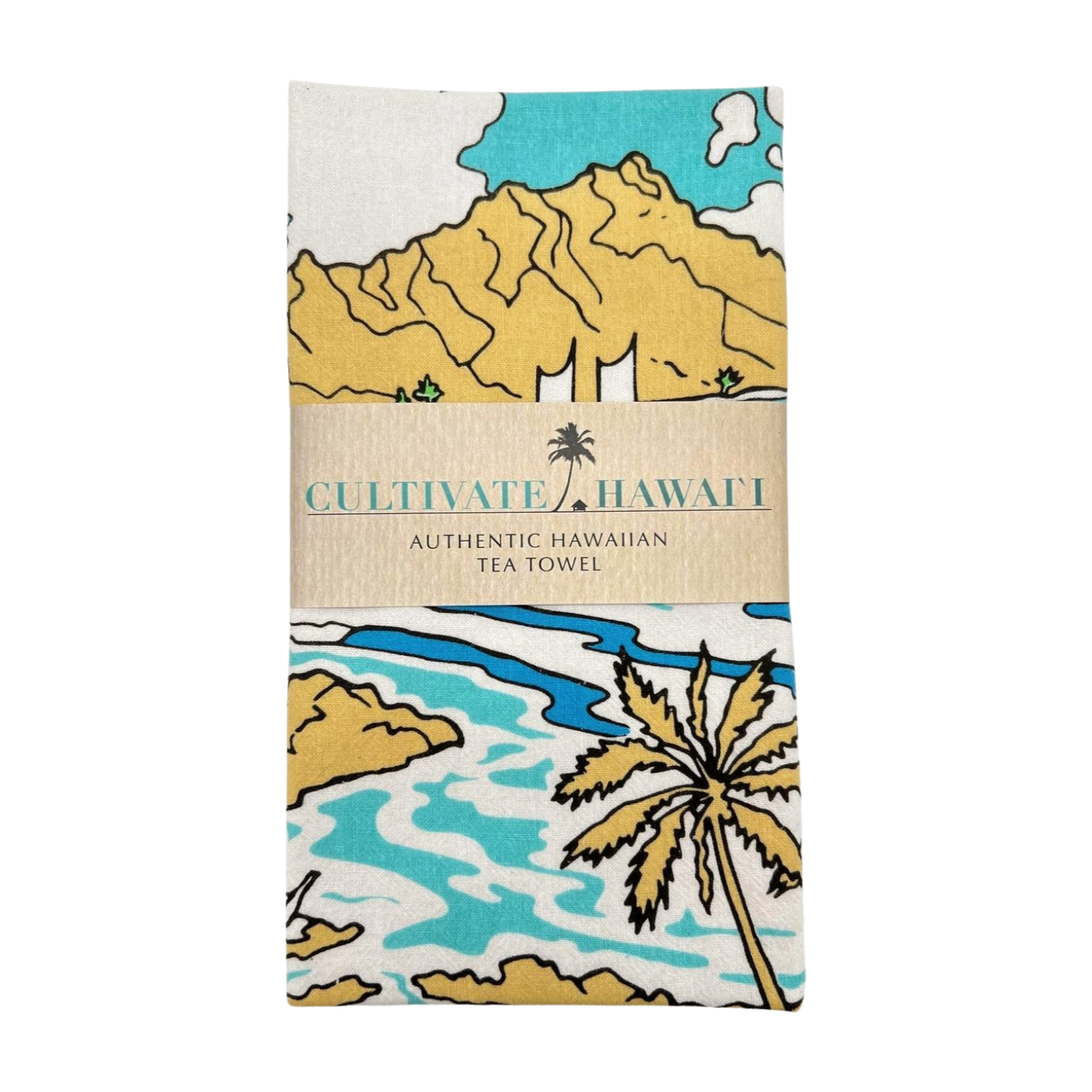 Pop-Up Mākeke - Cultivate Hawai'i - Waikiki Tea Towel - Front View