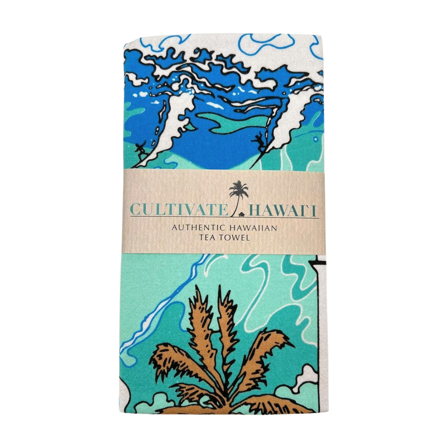 Pop-Up Mākeke - Cultivate Hawai'i - Waimea Bay Tea Towel - Front View