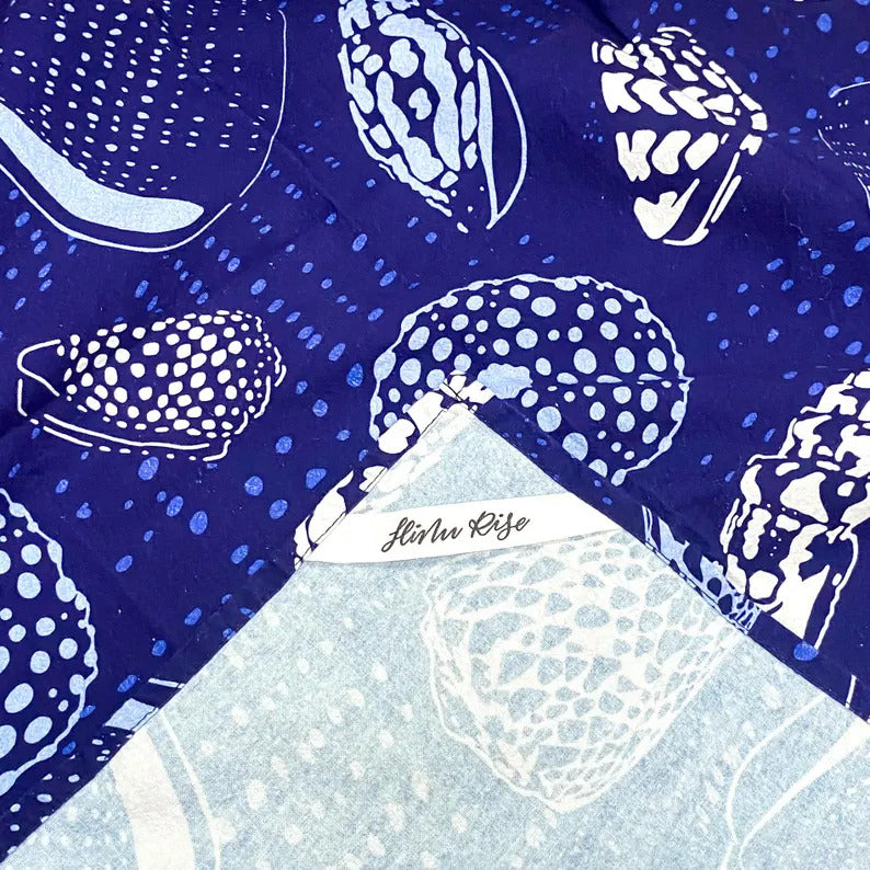 Multipurpose Tea Towel - Blue Indigo Shells
