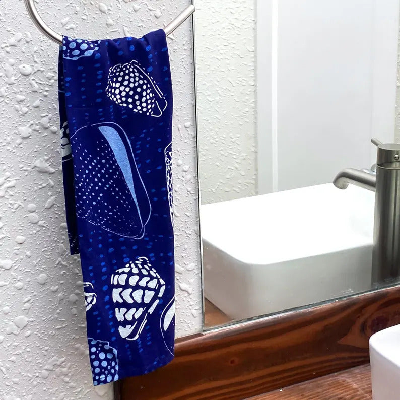 Multipurpose Tea Towel - Blue Indigo Shells