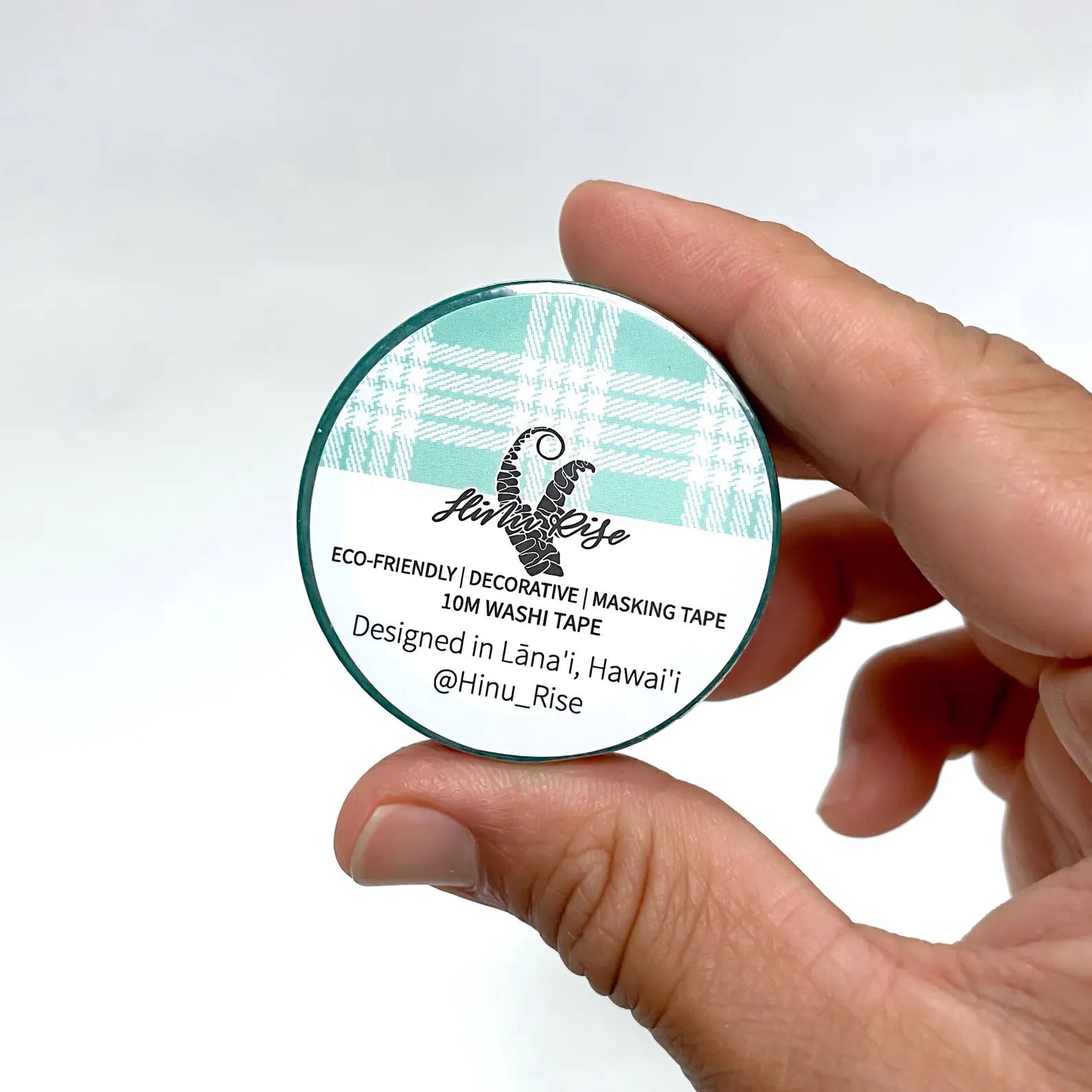 Pop-Up Mākeke - Hinu Rise - Palaka Washi Tape Roll - Turquoise - Front View