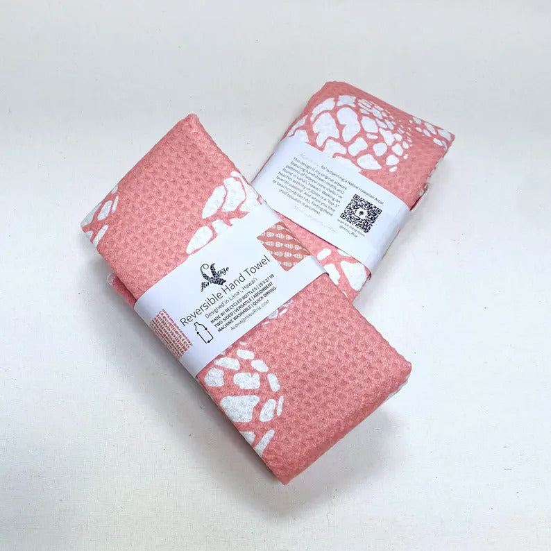 Reversible Hand Towel - Coral Hebrew Cone