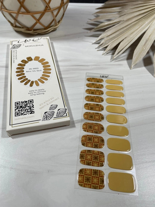 Gel Nail Strips - Mokulehua x Iwi Nails: Retro ʻUlu Quilt