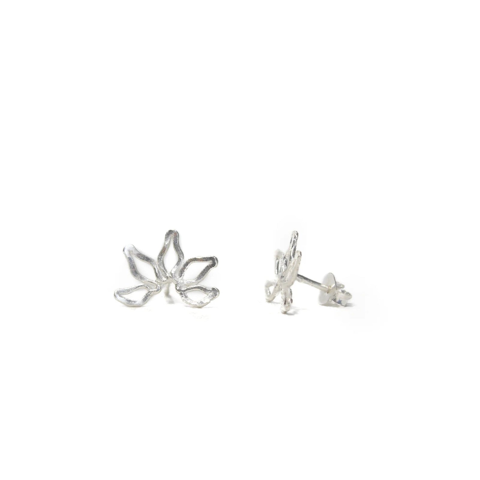 Pop-Up Mākeke - Laha'ole Designs - Naupaka Sterling Silver Stud Earrings - Back View