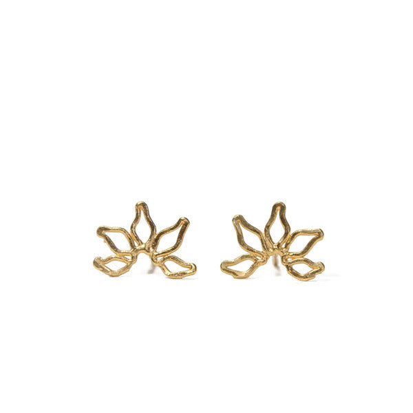 Pop-Up Mākeke - Laha'ole Designs - Naupaka Vermeil Stud Earrings - Front View