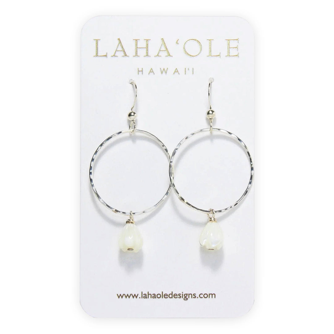 Pop-Up Mākeke - Laha'ole Designs - Pīkake Sterling Silver Hoop Earrings - Medium