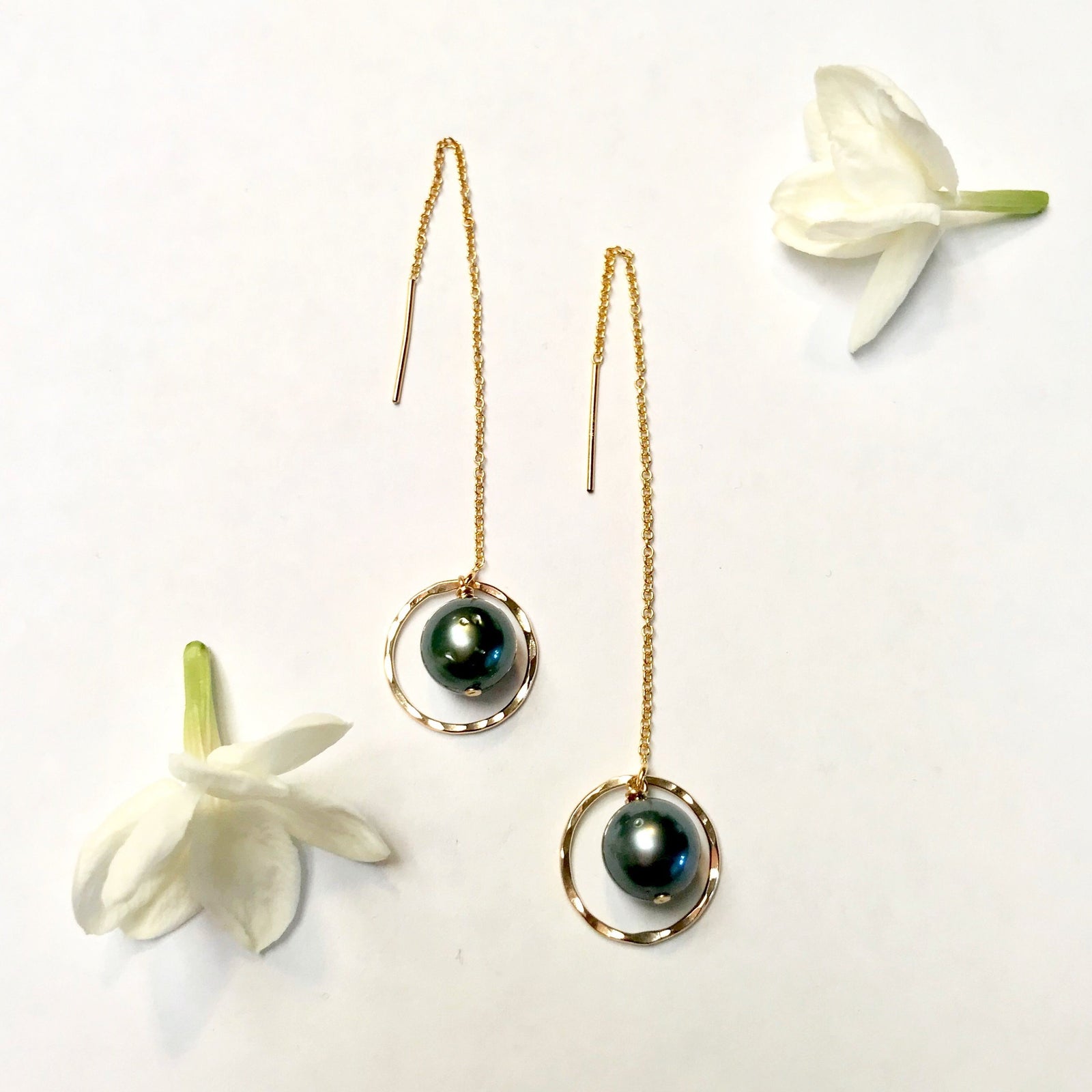 Pop-Up Mākeke - Laha'ole Designs - Tahitian Pearl Threader Earrings - 14k Gold-Fill