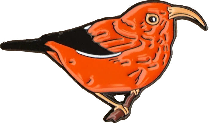 Pop-Up Mākeke - Laulima Hawai'i - Enamel Pin - ʻIʻiwi - Front View