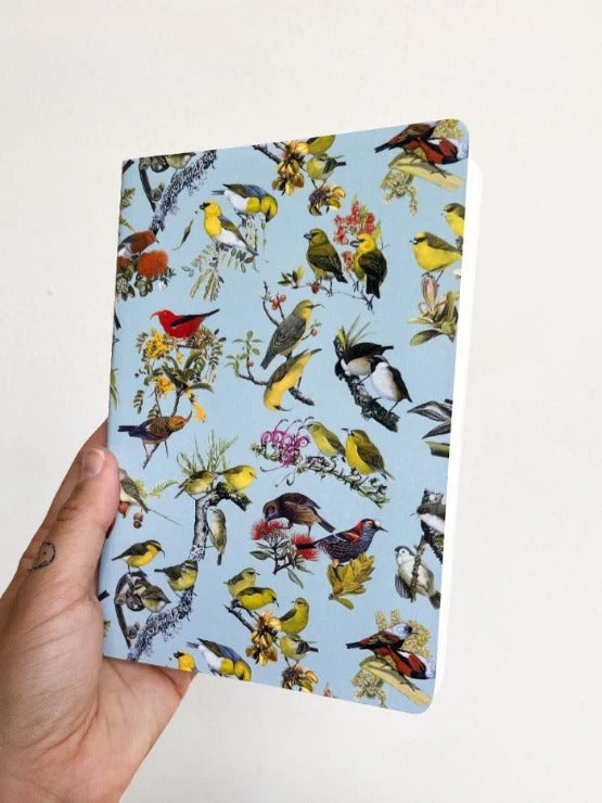 Pop-Up Mākeke - Laulima Hawai'i - Hawaiian Honeycreeper Blank Journal - Sky Blue - Front View
