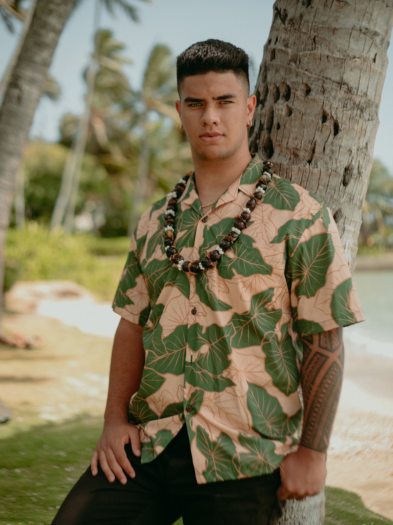 Pop-Up Mākeke - Lexbreezy Hawai'i - Men's Aloha Shirt - Kalo in Green