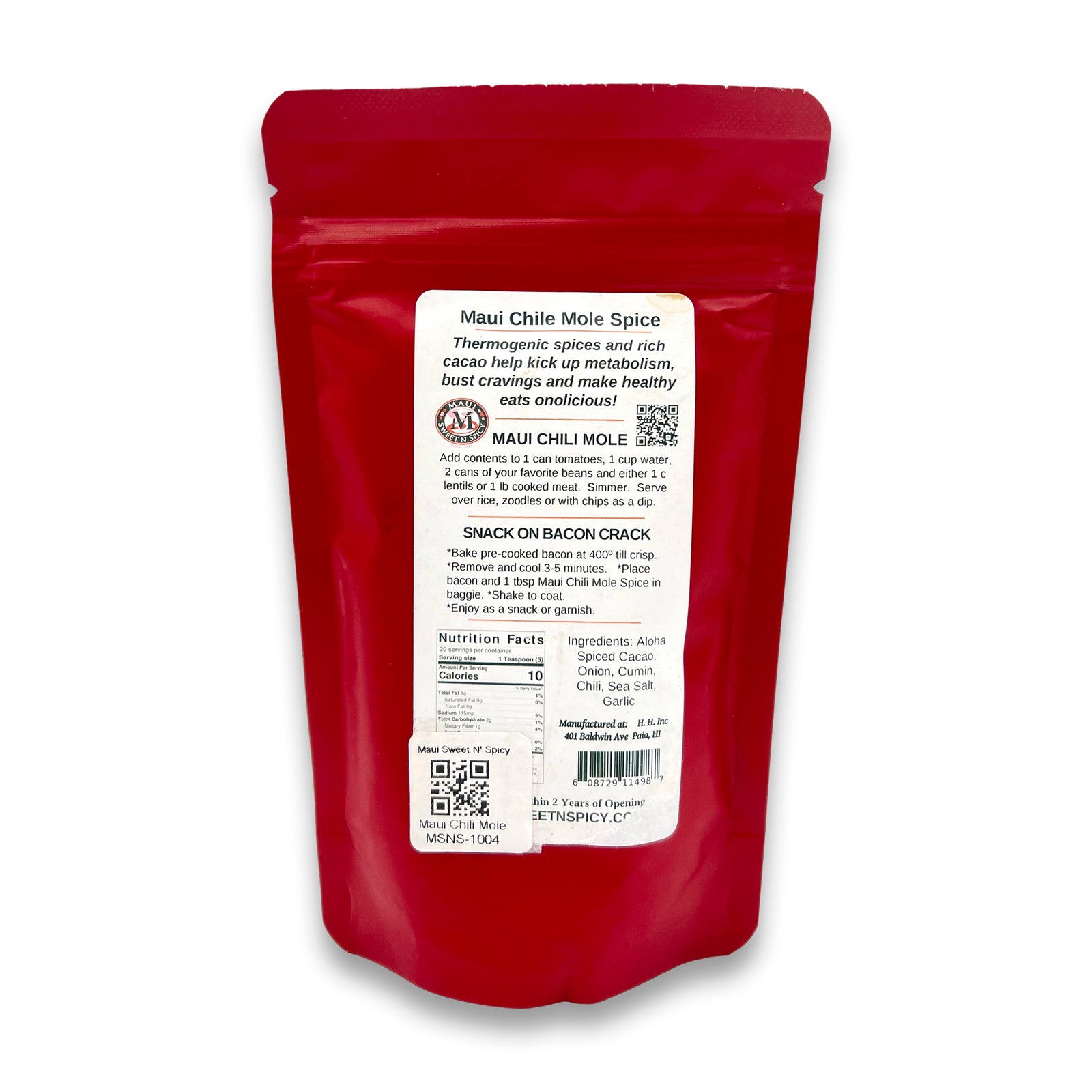 Pop-Up Mākeke - Maui SweetnSpicy - Maui Chili Mole Spice - Back View