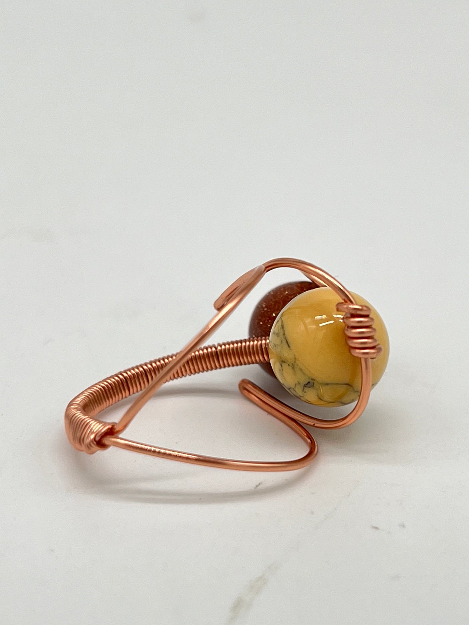 Gemstone Wirework Rings - Sun Stone & Honey Magnesite