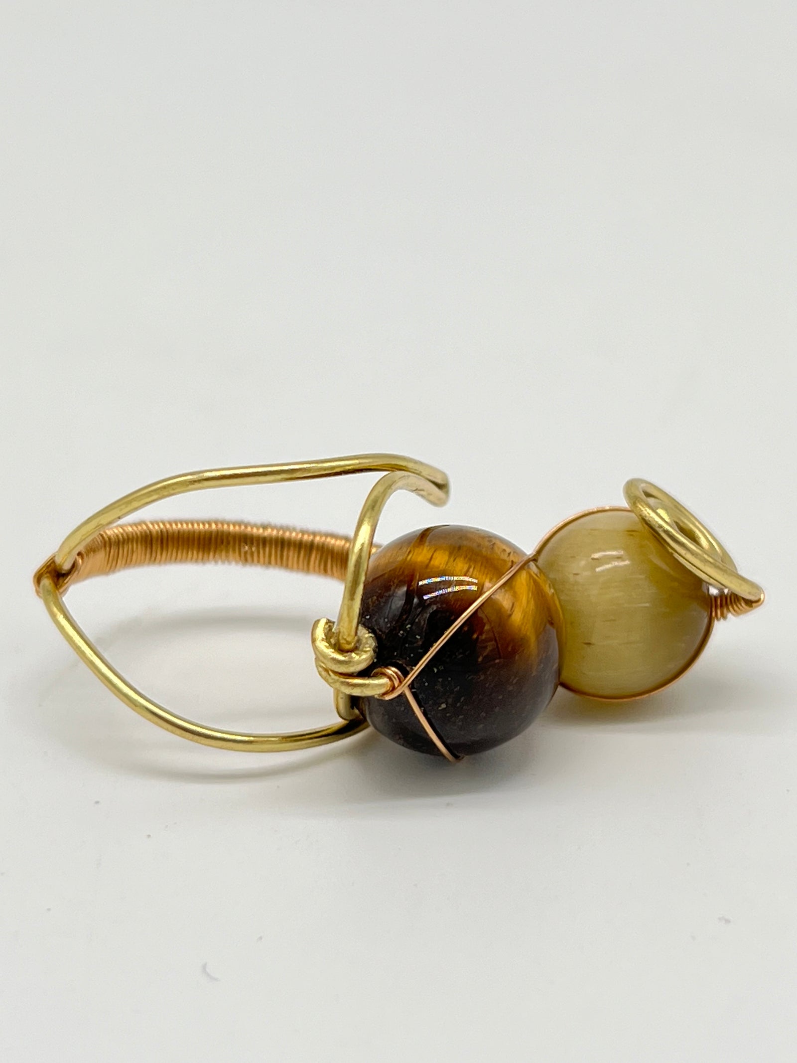 Gemstone Wirework Rings - Tiger's Eye & Golden Tiger's Eye