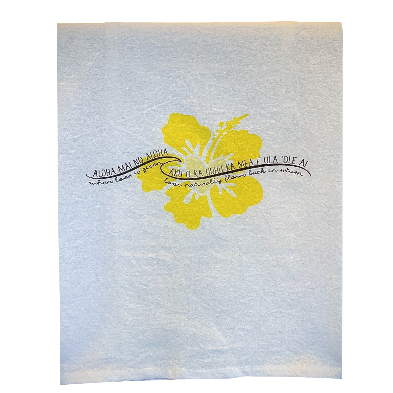 Pop-Up Mākeke - Sal Terrae - Flour Sack Kitchen Towel - Love Returns - Yellow Hibiscus