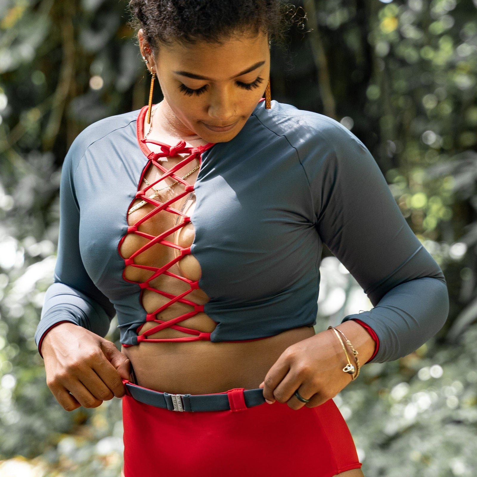 Pop-Up Mākeke - Shaina Makai - Richard Reversible Long Sleeve Swim Top - Titanium Grey