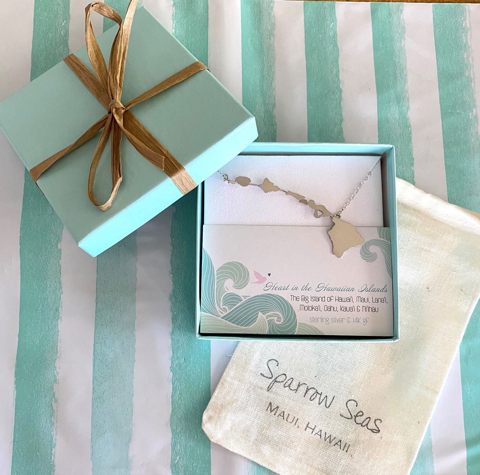 Pop-Up Mākeke - Sparrow Seas - Original Hawaiian Islands Dainty Necklace in Sterling Silver