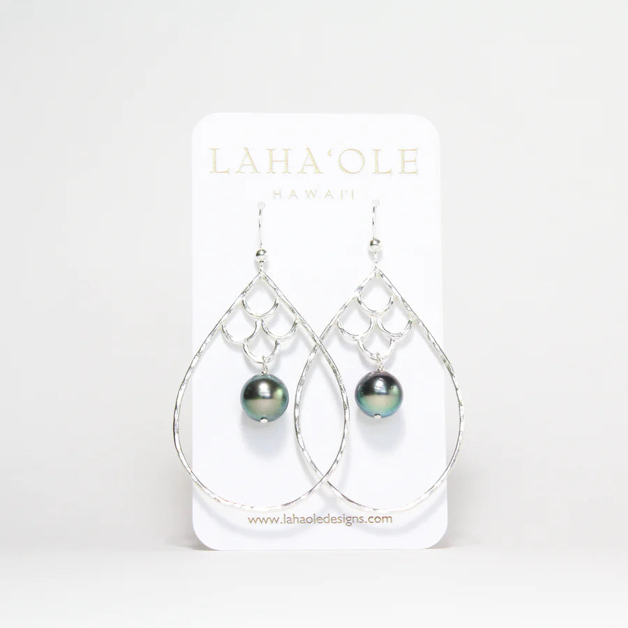 Kai Nalu ʻElua Hoops with Tahitian Pearls
