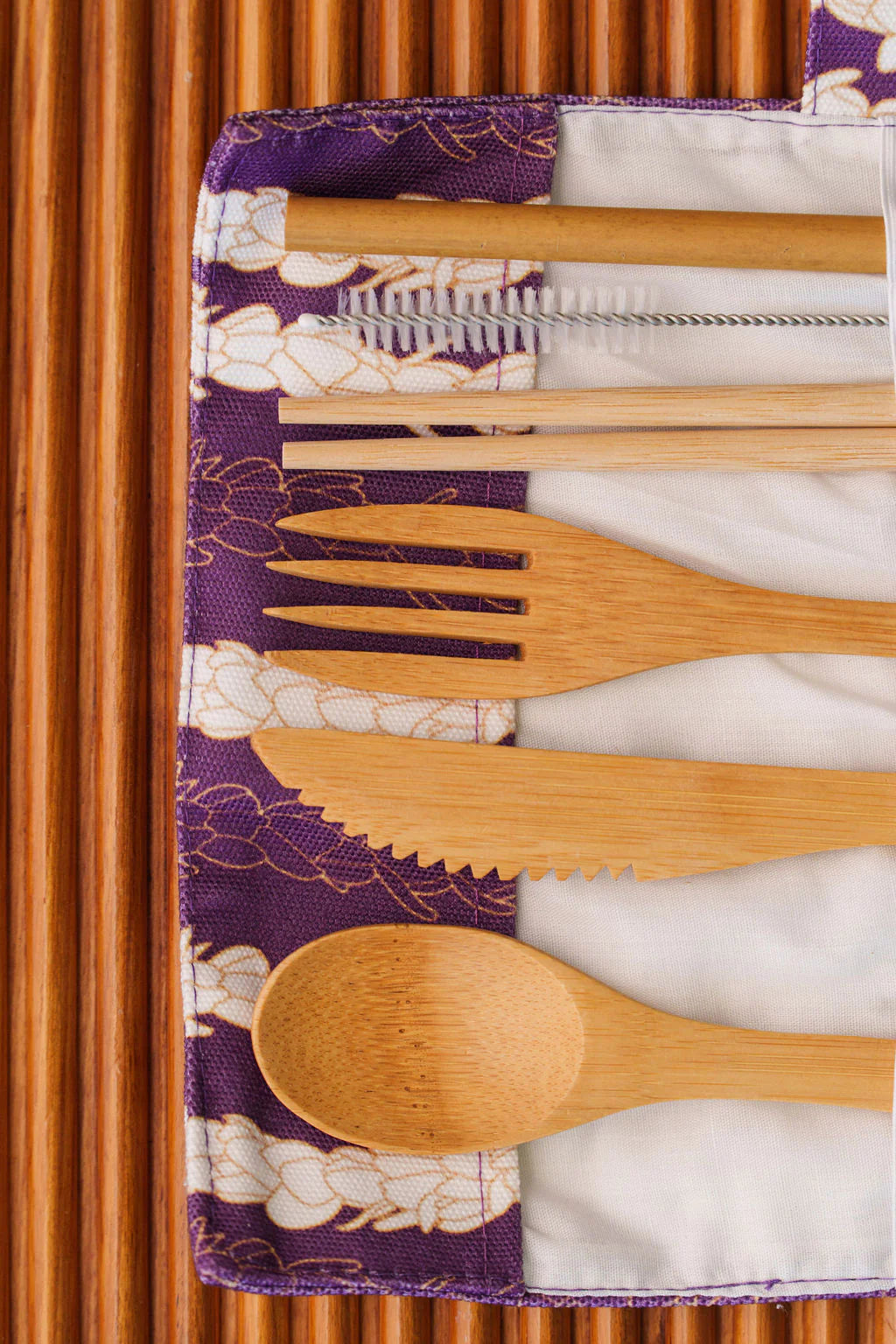 Pīkake Lei Eco-Friendly Bamboo Cutlery Set - Poni (Purple)