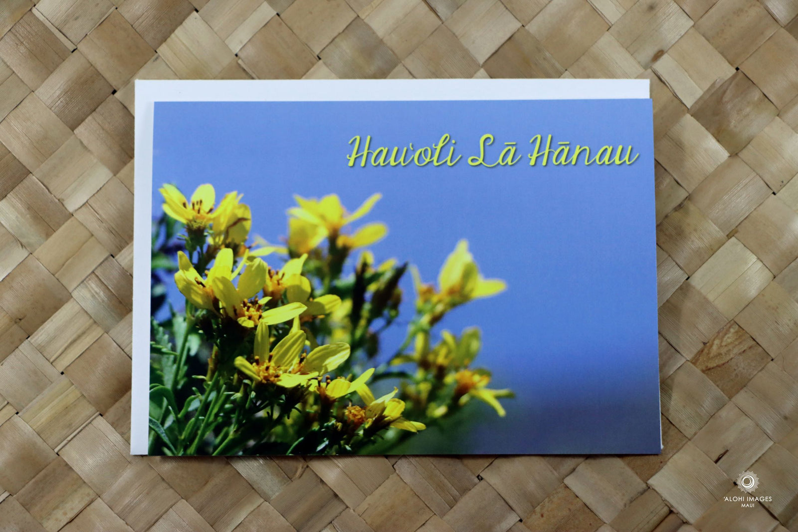 Pop-Up Mākeke - Alohi Images Maui - Hau‘oli Lā Hānau (Happy Birthday) Blank Greeting Card - Ko‘oko‘olau Flowers