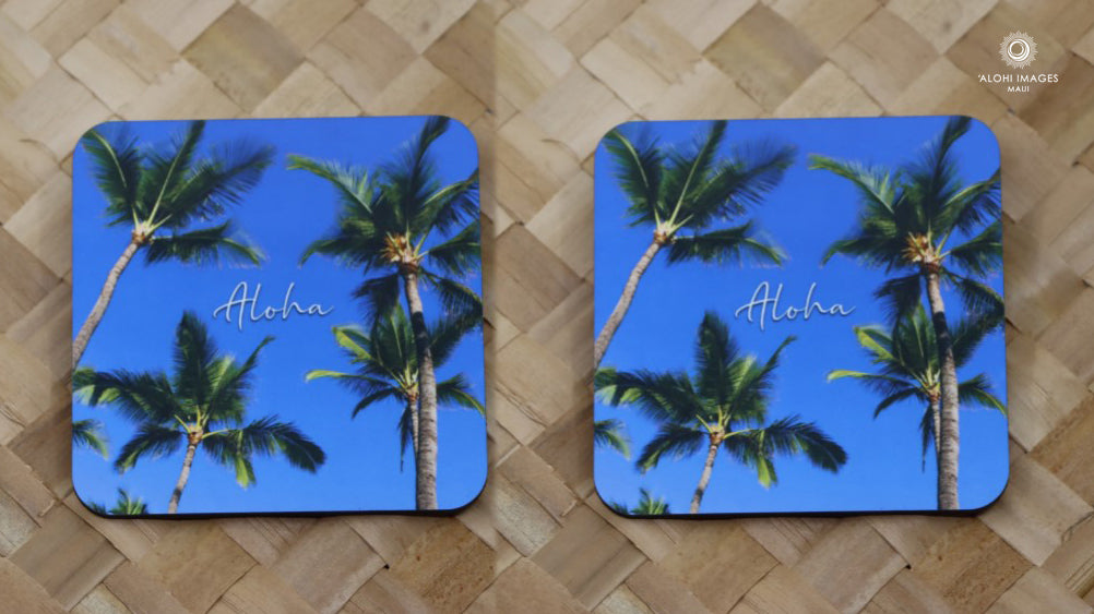 Pop-Up Mākeke - Alohi Images Maui - Niu (Coconut) Photo Cork Coasters