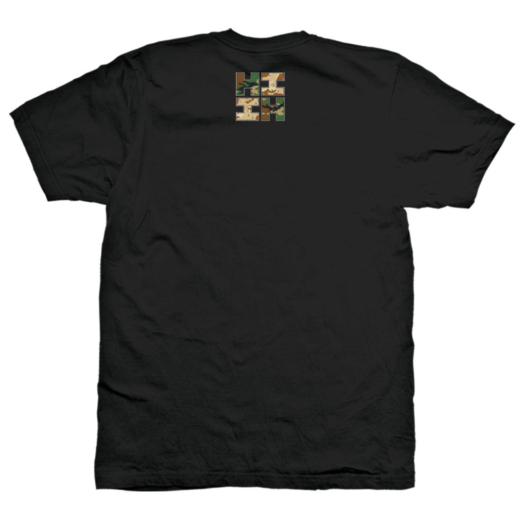 Pop-Up Mākeke - Hawaii's Finest - Camo Flag Short Sleeve T-Shirt - Back View