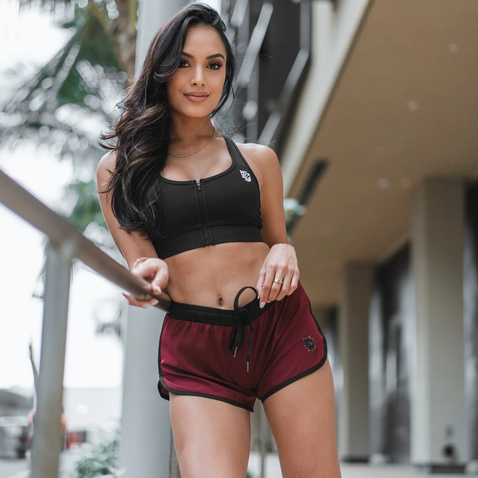 Pop-Up Mākeke - Hawaii's Finest - Women's Burgundy Performance Shorts - Front View