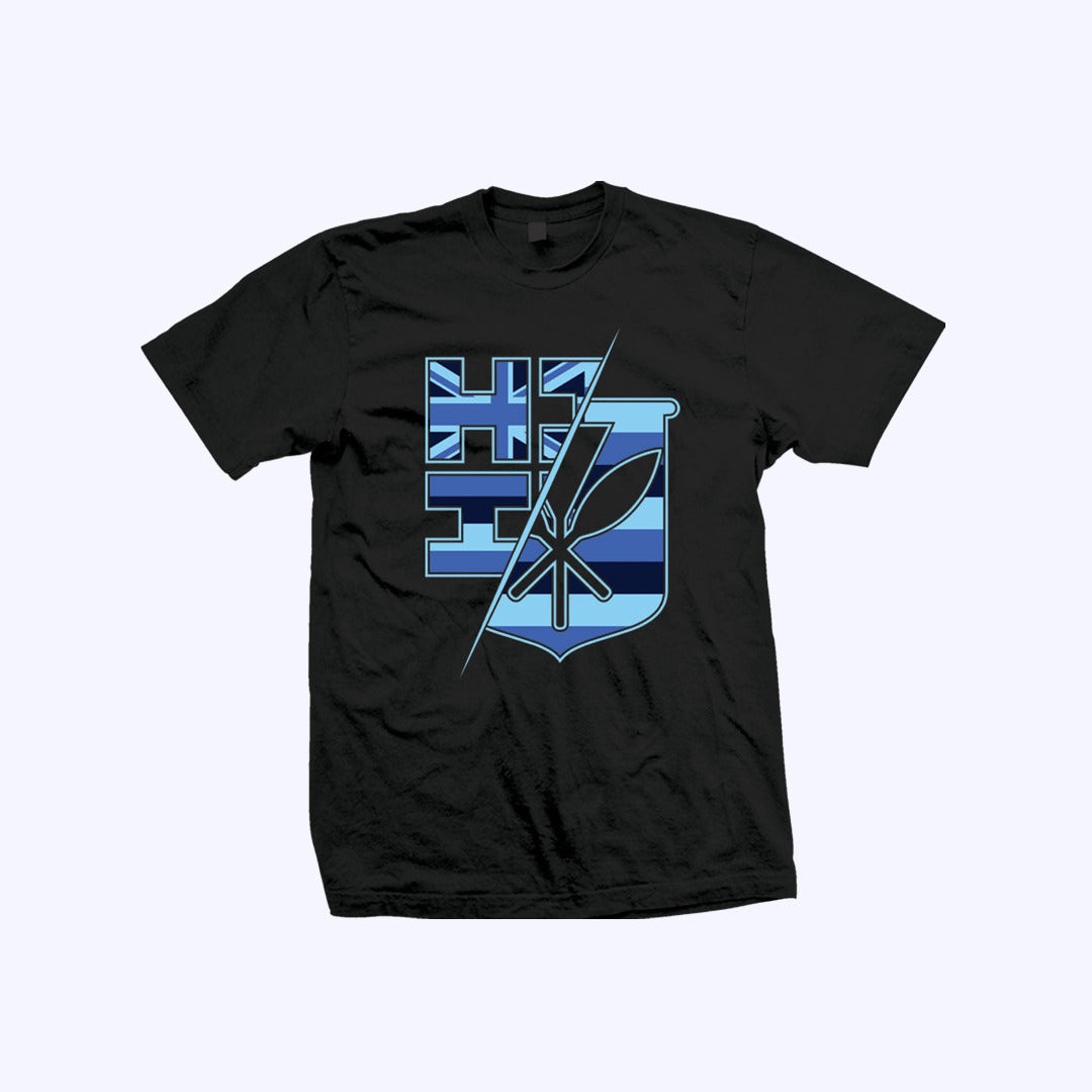 Pop-Up Mākeke - Hawaii's Finest - Blue Hae Split Short Sleeve T-Shirt - Front View