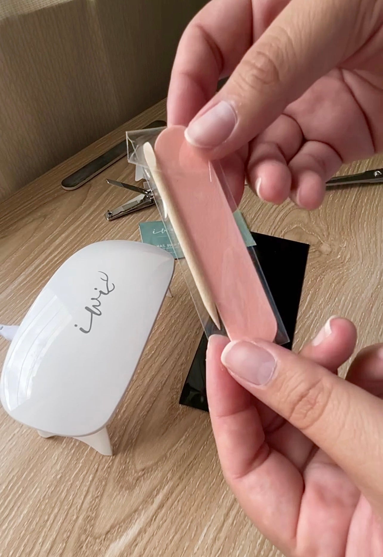 Pop-Up Mākeke - Iwi Nails - Gel Nail Strips - Palaka (Pastel Guava) - Filer & Cuticle Pusher