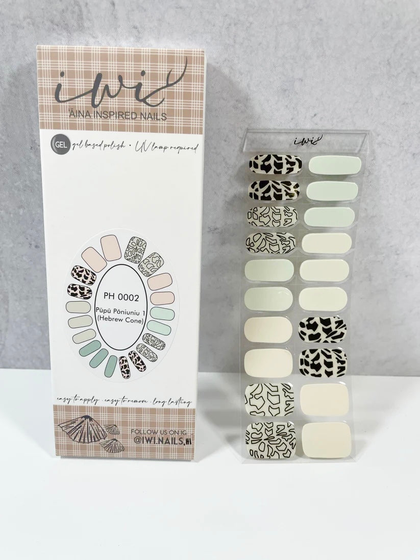 Pop-Up Mākeke - Iwi Nails - Gel Nail Strips - Pūpū Pōniuniu 1 (Hebrew Cone)