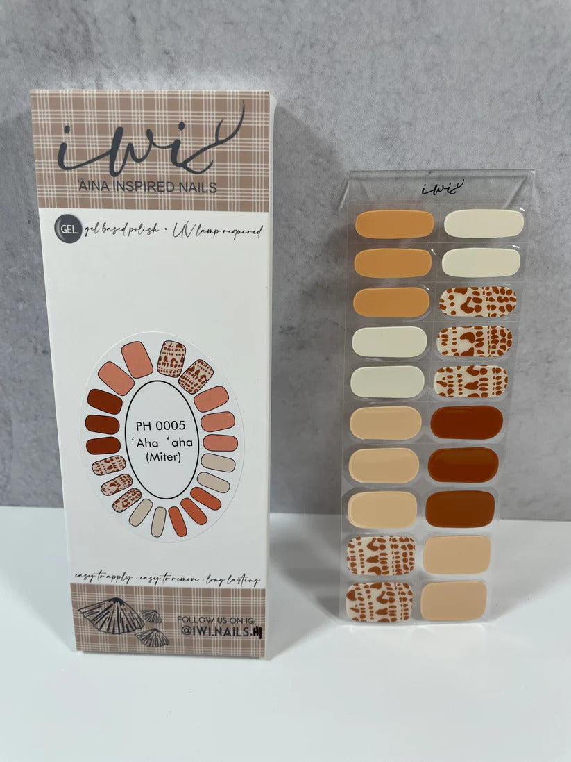 Pop-Up Mākeke - Iwi Nails - Gel Nail Strips - ʻAhaʻaha (Miter) - Standing Up