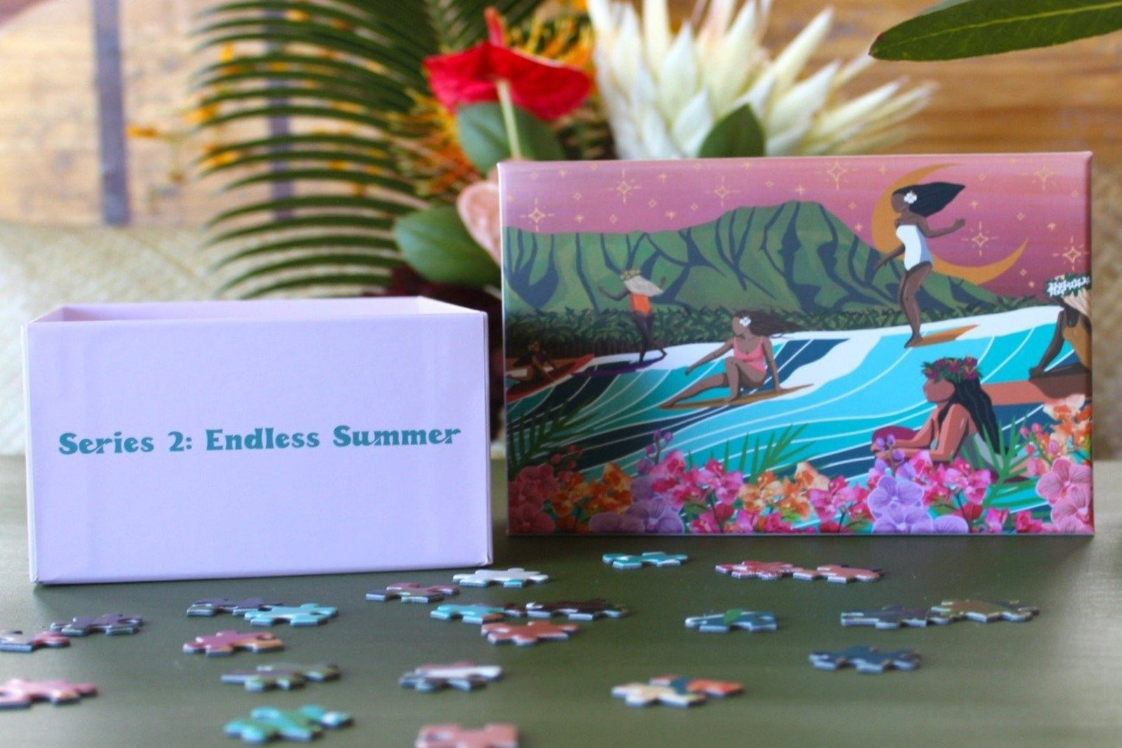 Pop-Up Mākeke - Surf Shack Puzzles - Party Wave 1000-Piece Puzzle - In Progress