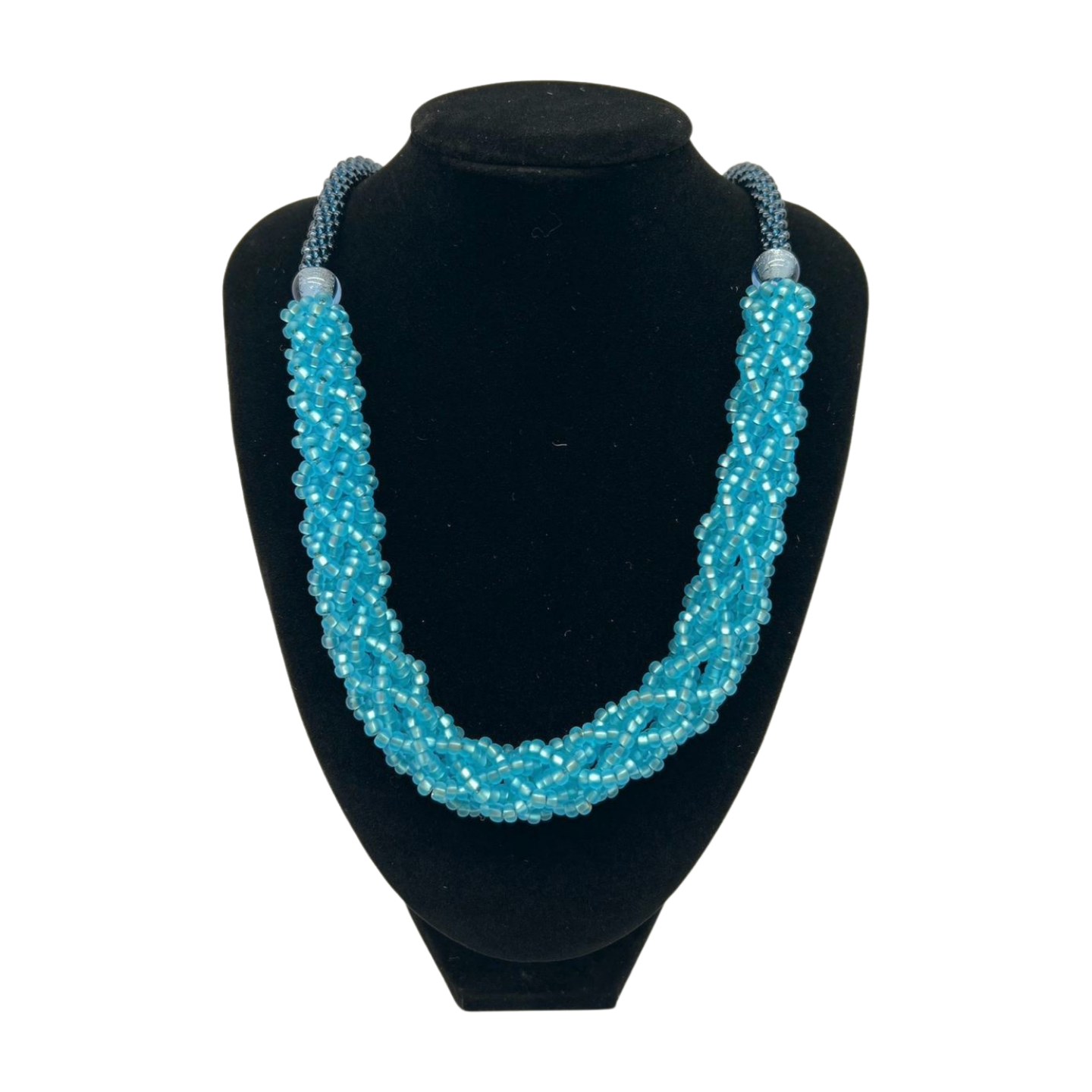 Aqua Sky Blue Edo Blended Necklace Lei - 24"