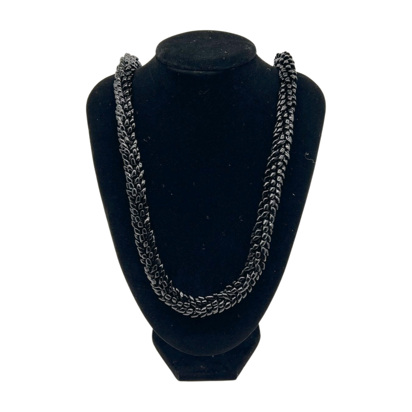 Glossy Black Dragon Scales Necklace - 35" (X-Large)