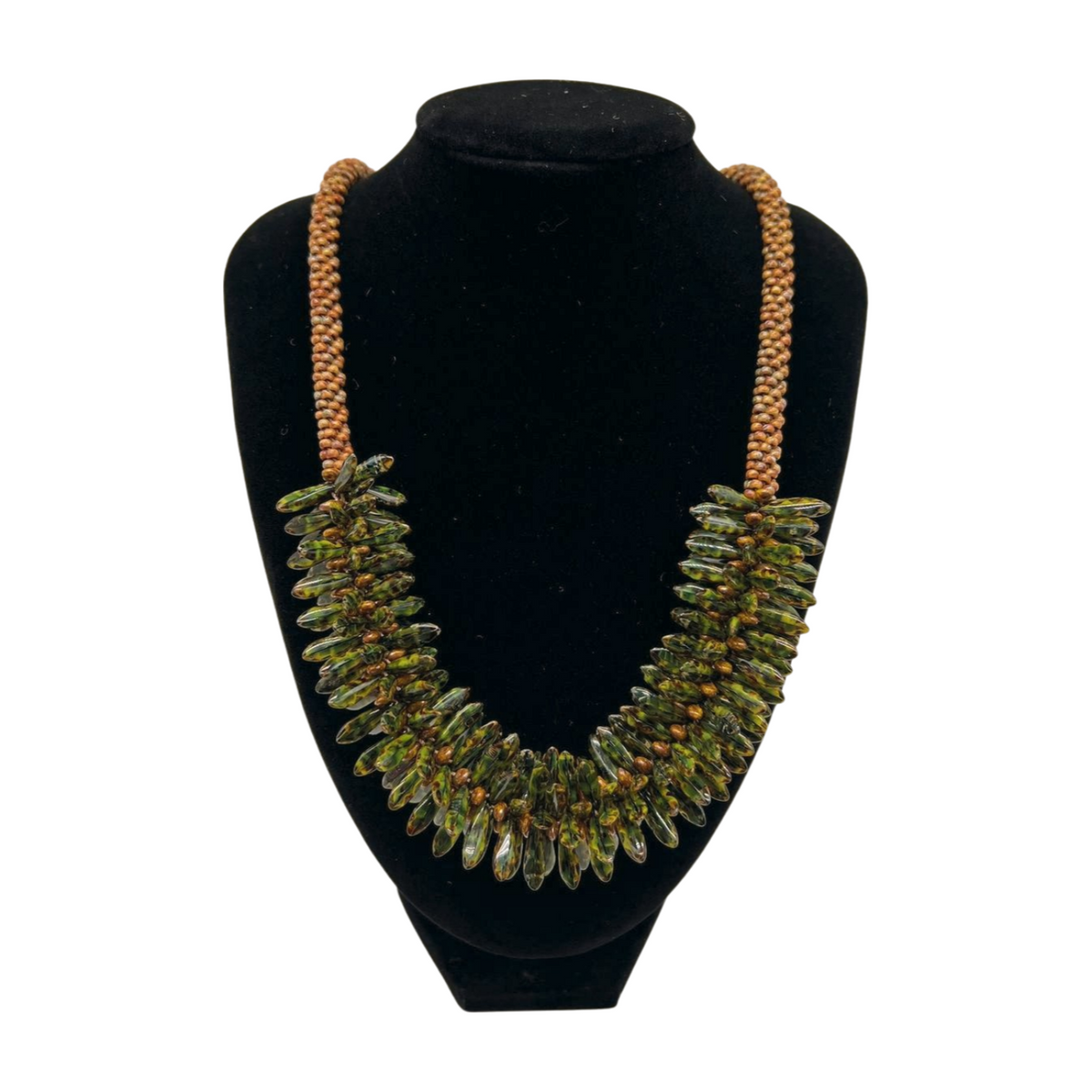 Green Picasso Dagger "Sea Urchin" Necklace Lei -24"