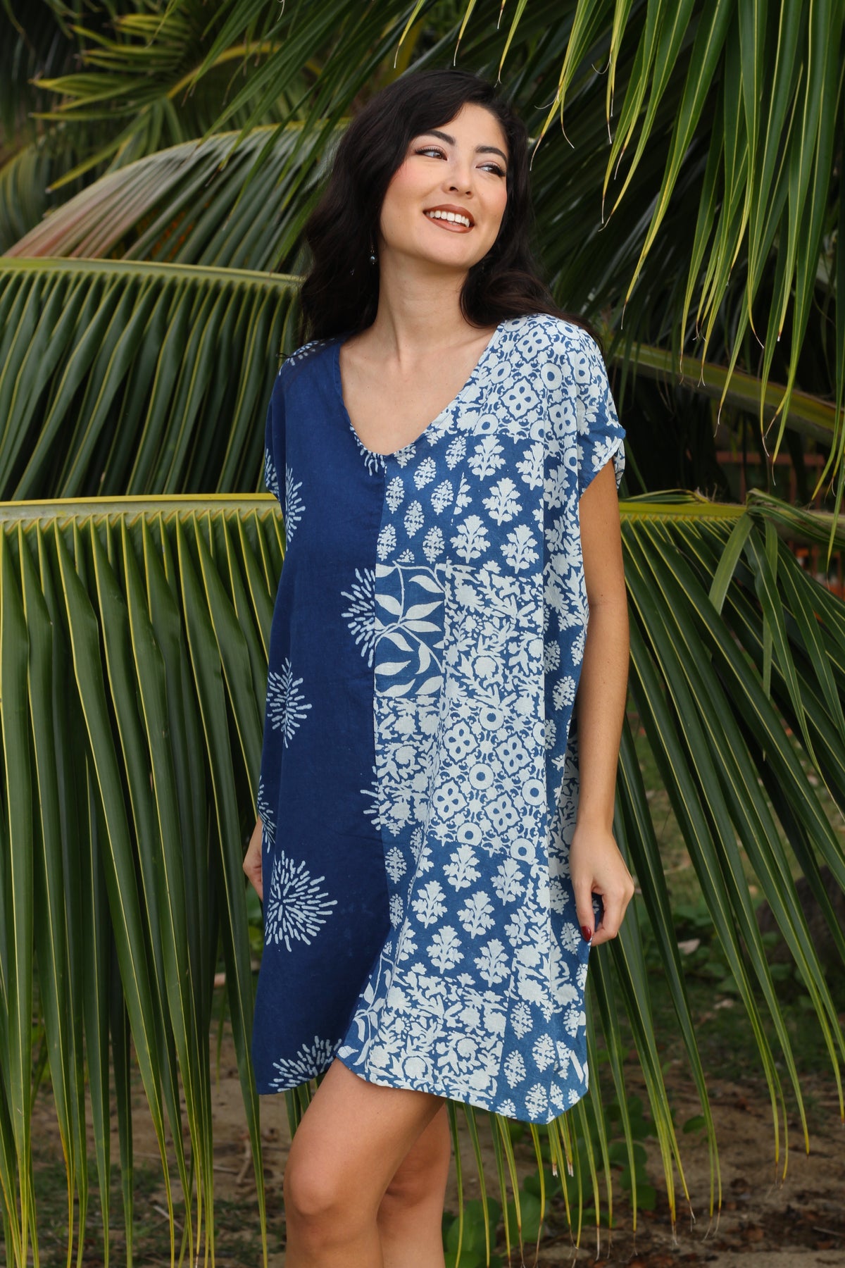 Hapa Zen Dress w/ Opihi - Moana in Indigo &amp; White