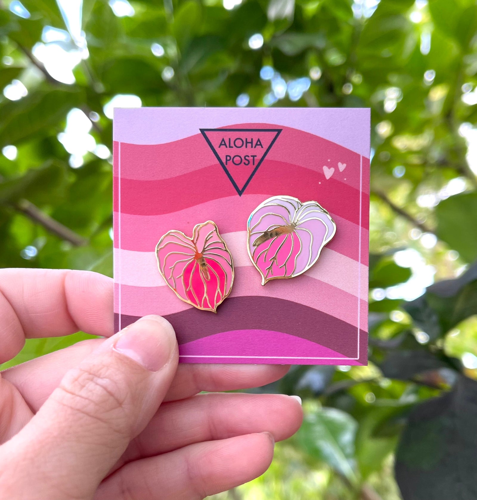 Anthurium Enamel Pin Pair by Aloha Post