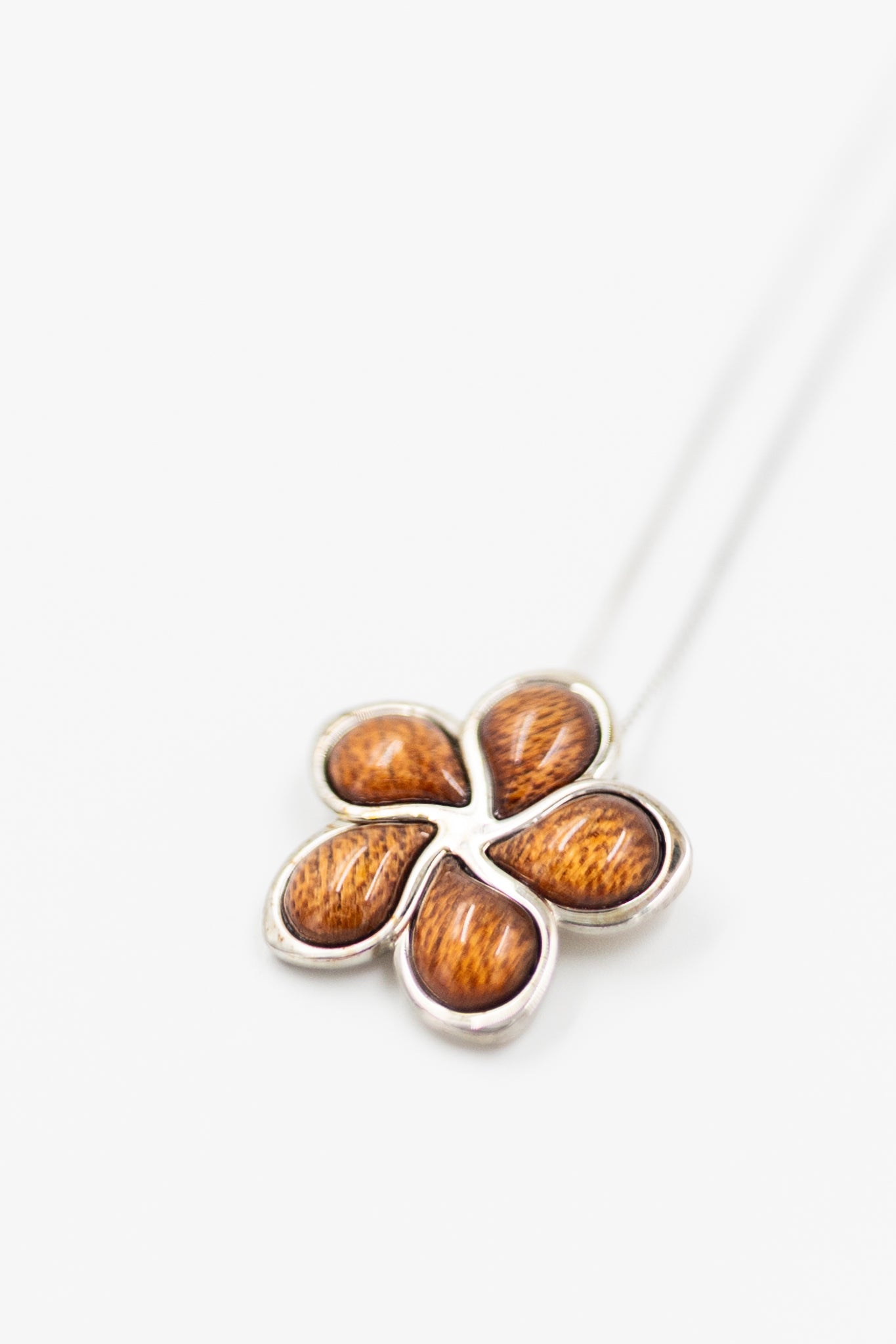 Koa Plumeria Sterling Silver Pendant